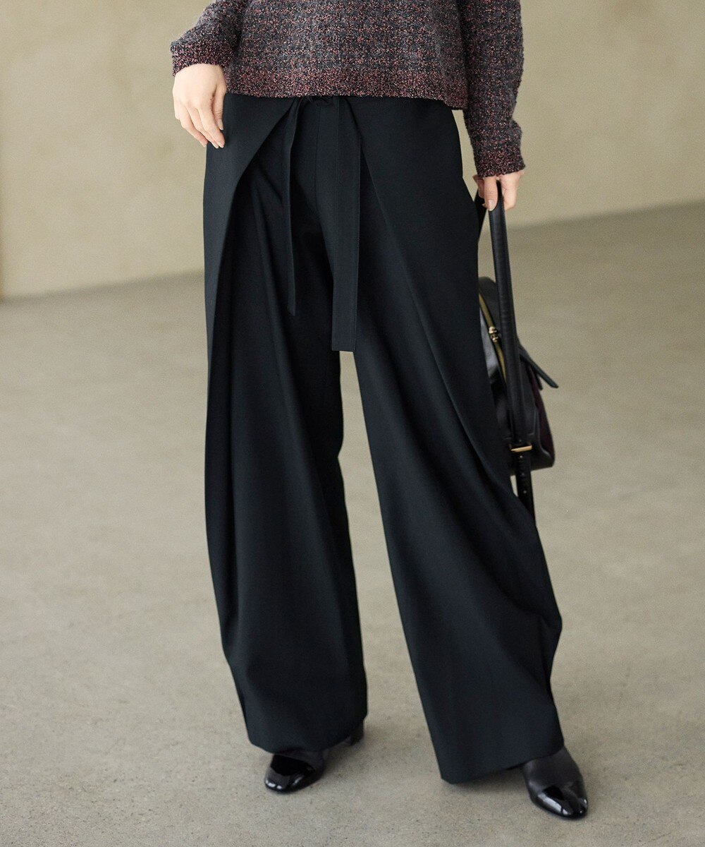 【オンワード】 自由区>パンツ 【SHIHOさん着用】フロントディテールラップワイド パンツ ブラックⅡ 40 レディース