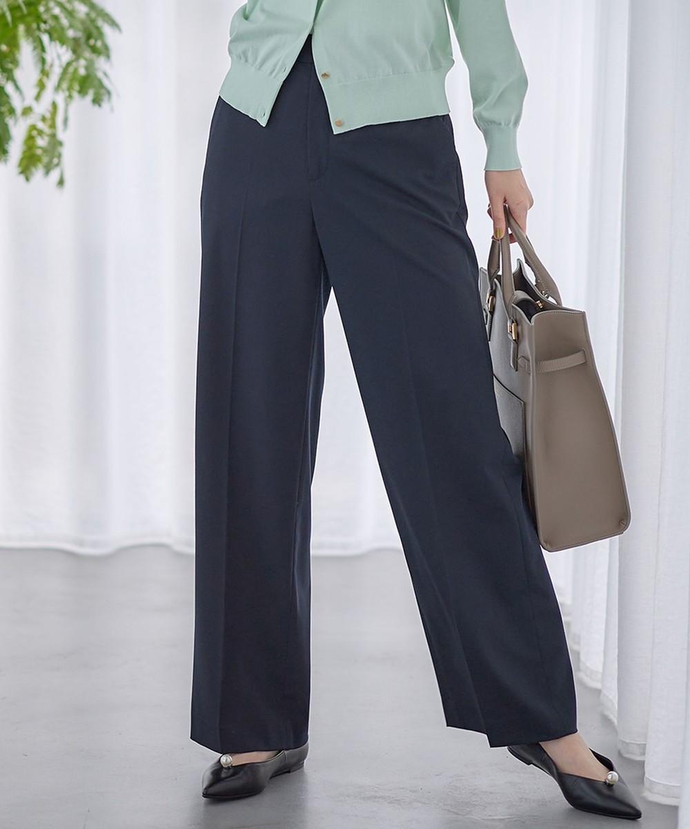 【オンワード】 23区 L(大きいサイズ)>パンツ 【洗える】クリアストレッチ ワイドパンツ ネイビー 44 レディース 【オンワード】 23区 L(大きいサイズ)>パンツ 【洗える】クリアストレッチ ワイドパンツ ネイビー 44 レディース