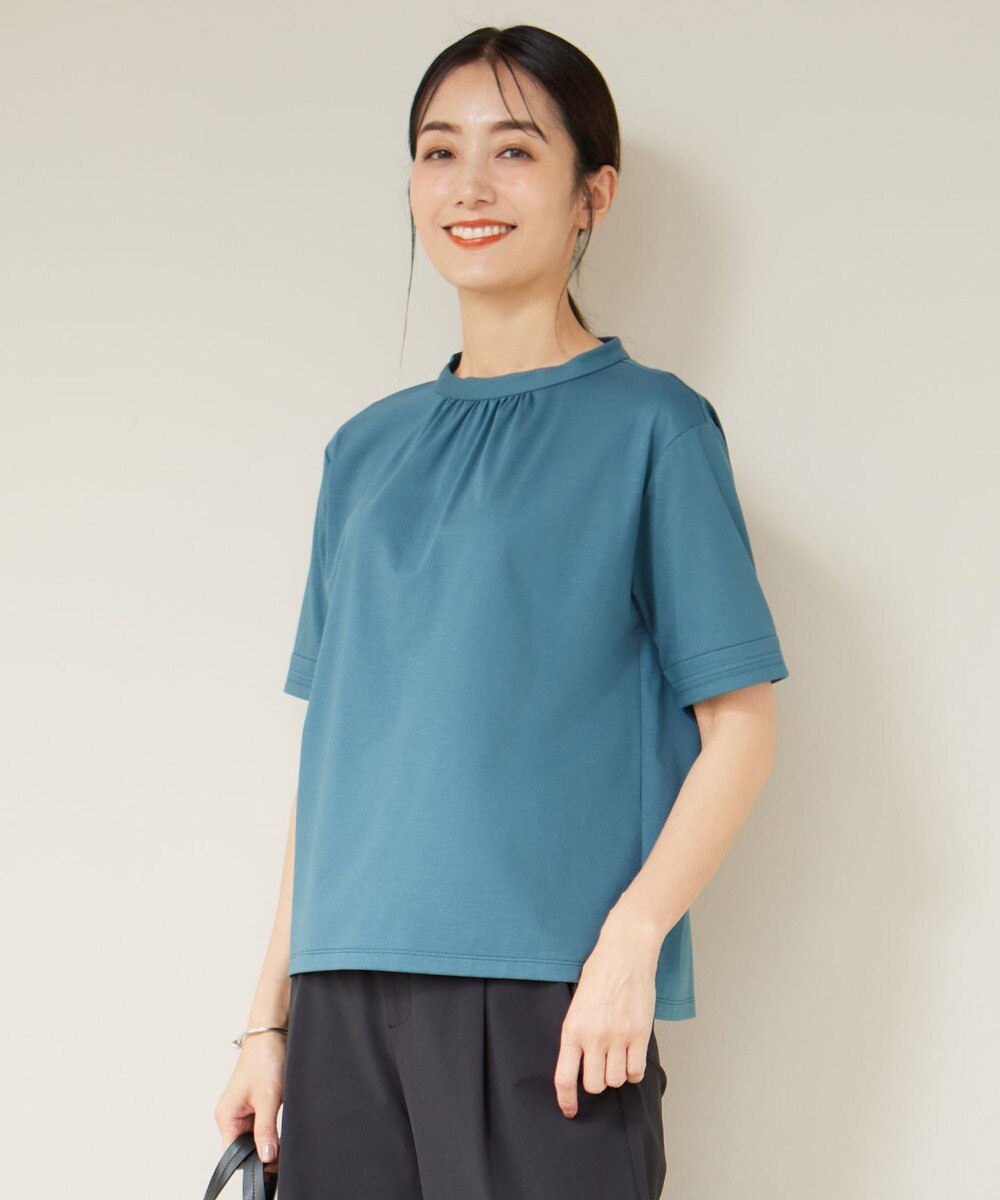 【オンワード】 J.PRESS LADIES>トップス 【接触冷感】プレーティングジャージー モックネック カットソー シーブルー M レディース