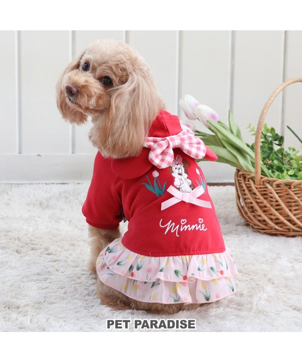 【オンワード】 PET PARADISE>ペットグッズ 犬の服 犬 ディズニー ミニーマウス パーカー 【小型犬】 チューリップ 赤 ＤＳＳ