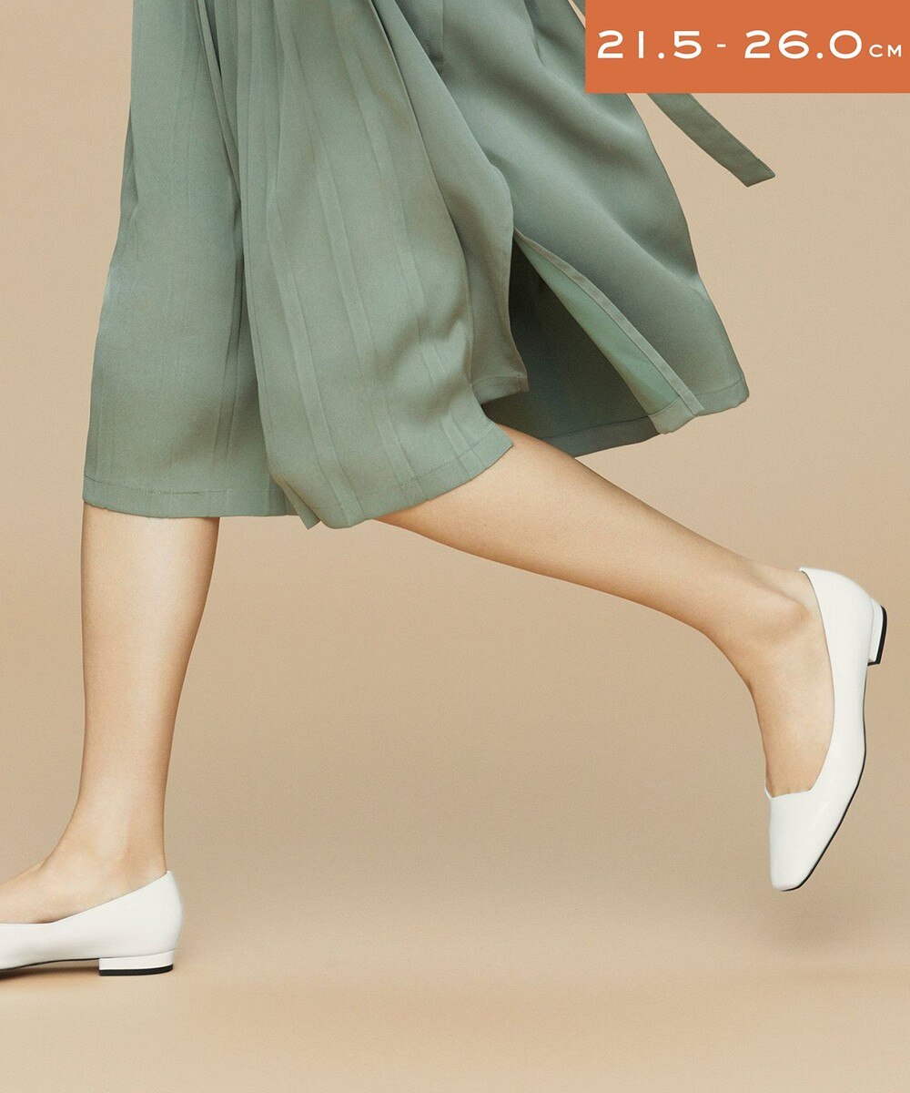 【オンワード】 KASHIYAMA Women's shoes>シューズ 【受注生産】パテントスクエアフラット(1.5cm) ホワイト 21.5cm レディース