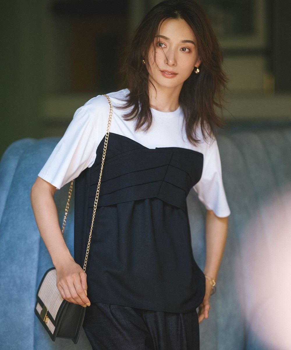 【オンワード】 23区>トップス 【WEB限定カラーあり/洗える】スムースデザイン コンビ カットソー ブラック 38 レディース 【オンワード】 23区>トップス 【WEB限定カラーあり/洗える】スムースデザイン コンビ カットソー ブラック 38 レディース