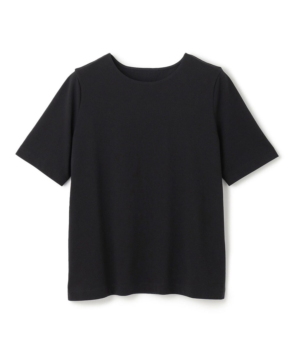【オンワード】 UNFILO>トップス 【透けにくい/ストレッチ】LAYERED FRONT Tシャツ ブラック S レディース