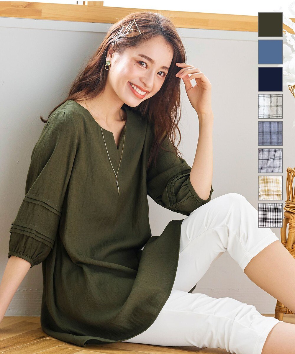 【洗える】ピンタックスリーブチュニック