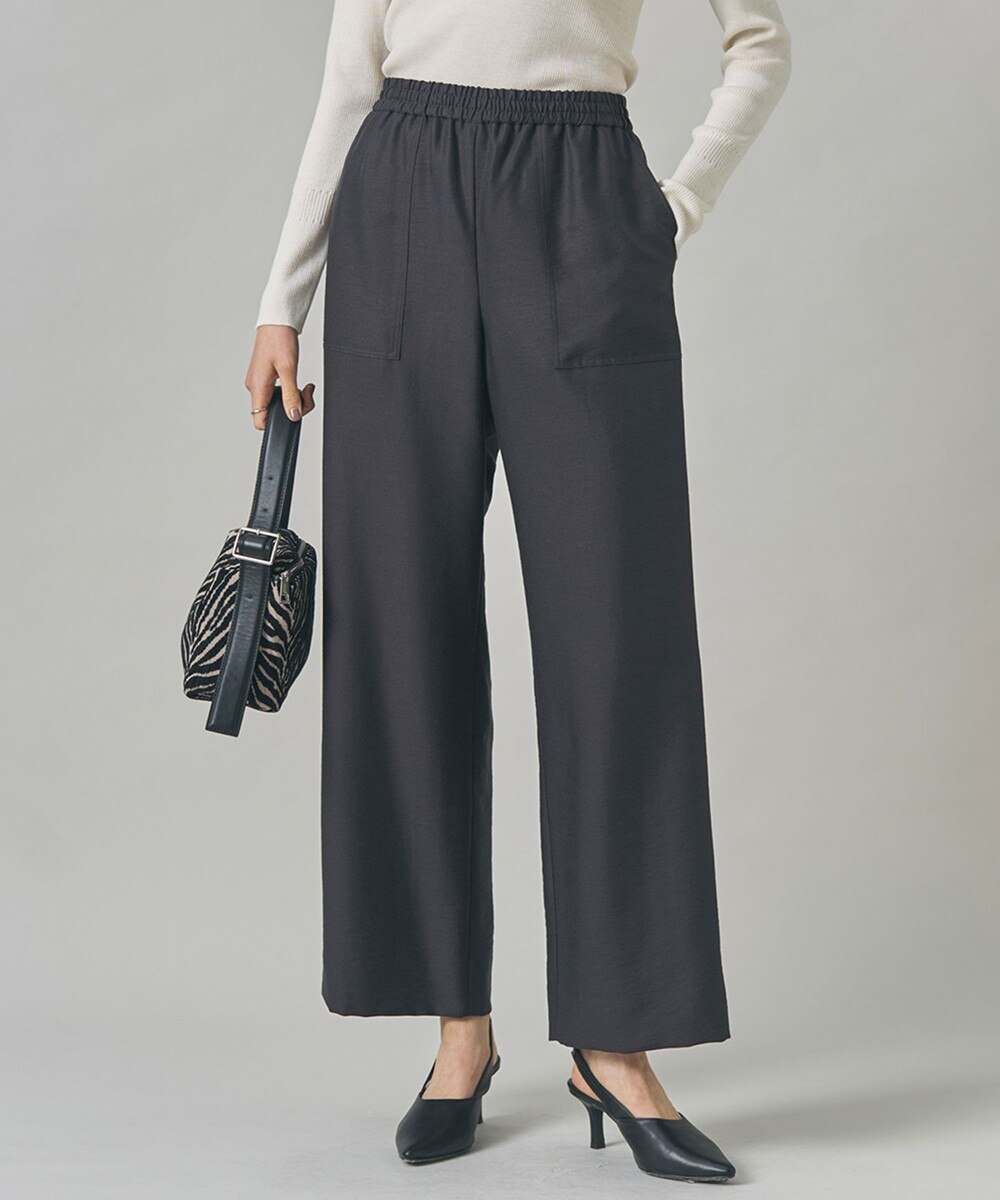 【オンワード】 ICB L(大きいサイズ)>パンツ 【洗える】ウールワッシャーツイル ワイドストレートパンツ チャコール 42 レディース 【オンワード】 ICB L(大きいサイズ)>パンツ 【洗える】ウールワッシャーツイル ワイドストレートパンツ チャコール 42 レディース