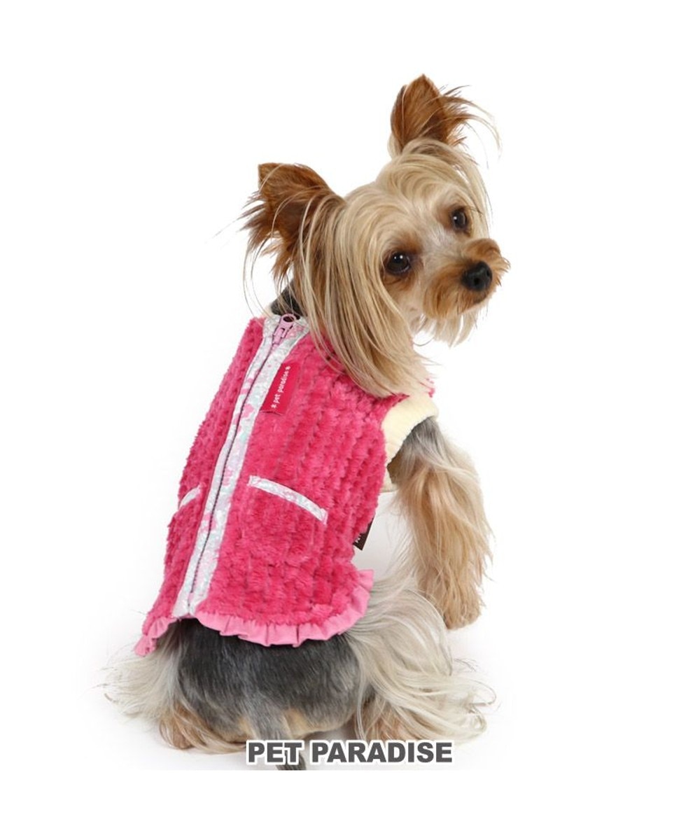 ＜オンワード＞PET PARADISE>ペットグッズ 犬 服 背中開き ベスト 【小型犬】 ボア ピンク ピンク（濃） Ｓ