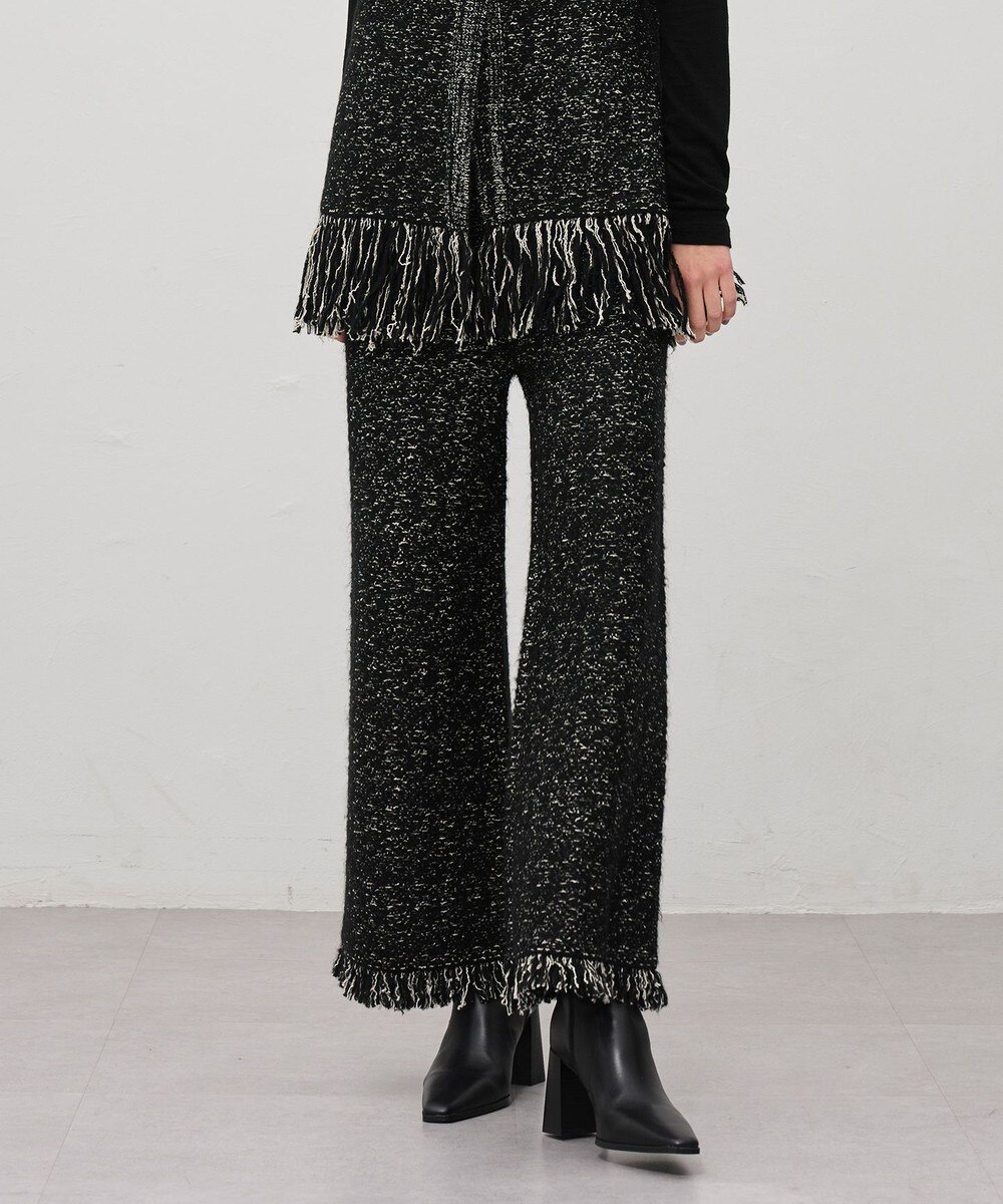 【オンワード】 uncrave>パンツ ツィードニット フレアパンツ ブラック×オフ 0 レディース