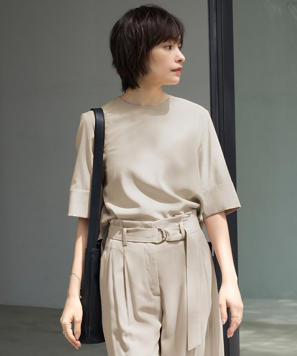 【オンワード】 ICB>トップス 【接触冷感・UVカット・洗える】 T/Rドライリネン Tブラウス ベージュ 4 レディース 【オンワード】 ICB>トップス 【接触冷感・UVカット・洗える】 T/Rドライリネン Tブラウス ベージュ 4 レディース