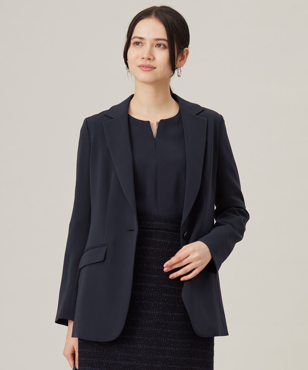 【オンワード】 自由区>ジャケット/アウター 【セットアップ対応・洗える】トリアセダブルクロステーラード ジャケット ネイビー 40 レディース 【オンワード】 自由区>ジャケット/アウター 【セットアップ対応・洗える】トリアセダブルクロステーラード ジャケット ネイビー 40 レディース