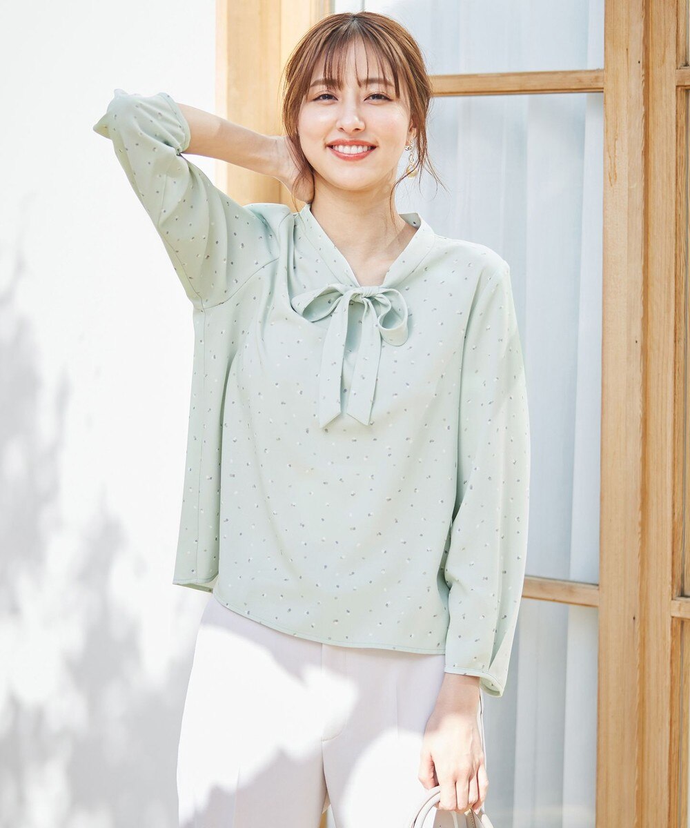 【オンワード】 any SiS>トップス 【洗える】ボータイジョーゼット ブラウス ミントベース 2 レディース 【送料無料】