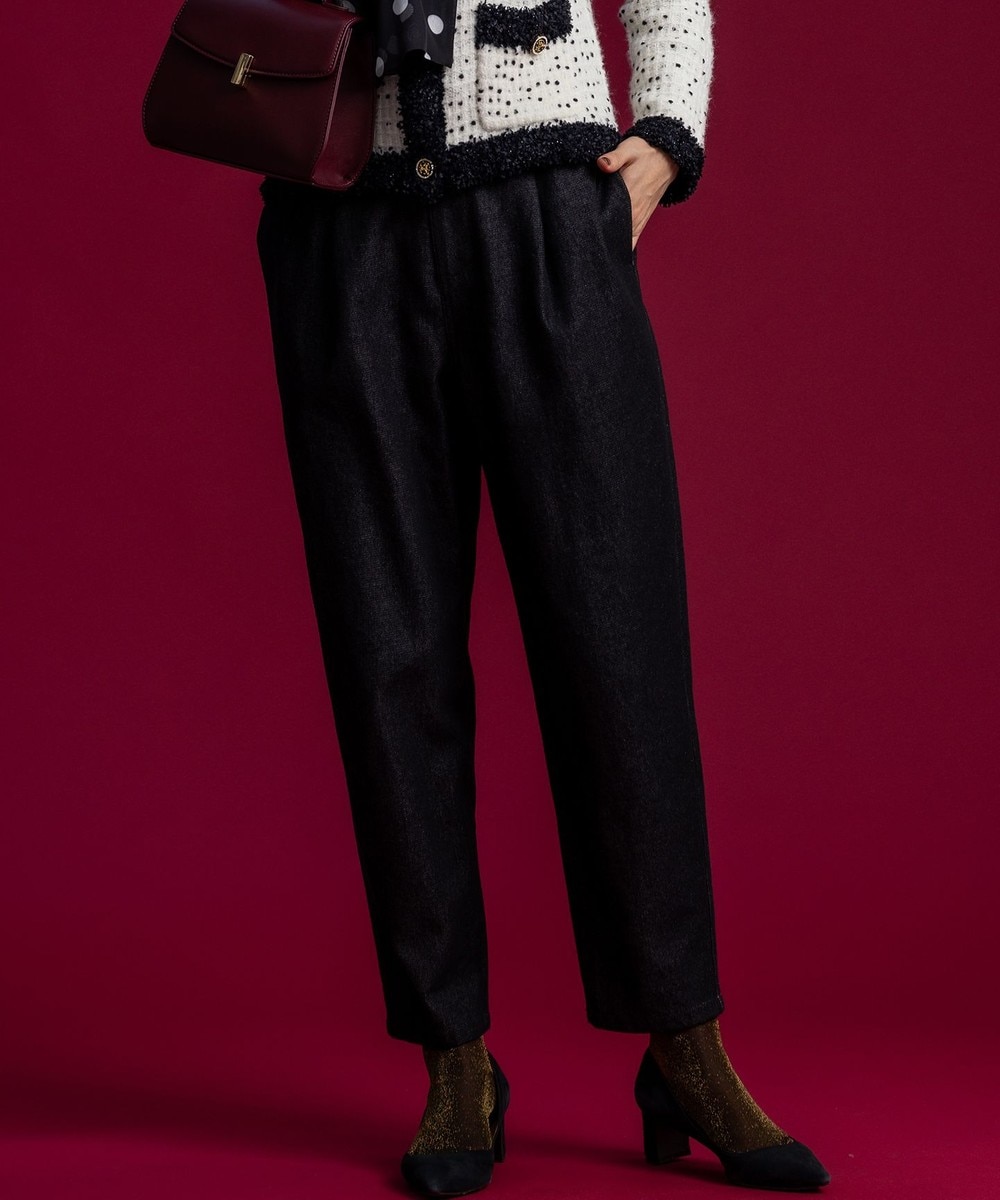 【オンワード】 組曲>パンツ 【組曲×setsuko sagittaire】ストレッチデニム パンツ ブラック 2 レディース 【オンワード】 組曲>パンツ 【組曲×setsuko sagittaire】ストレッチデニム パンツ ブラック 2 レディース