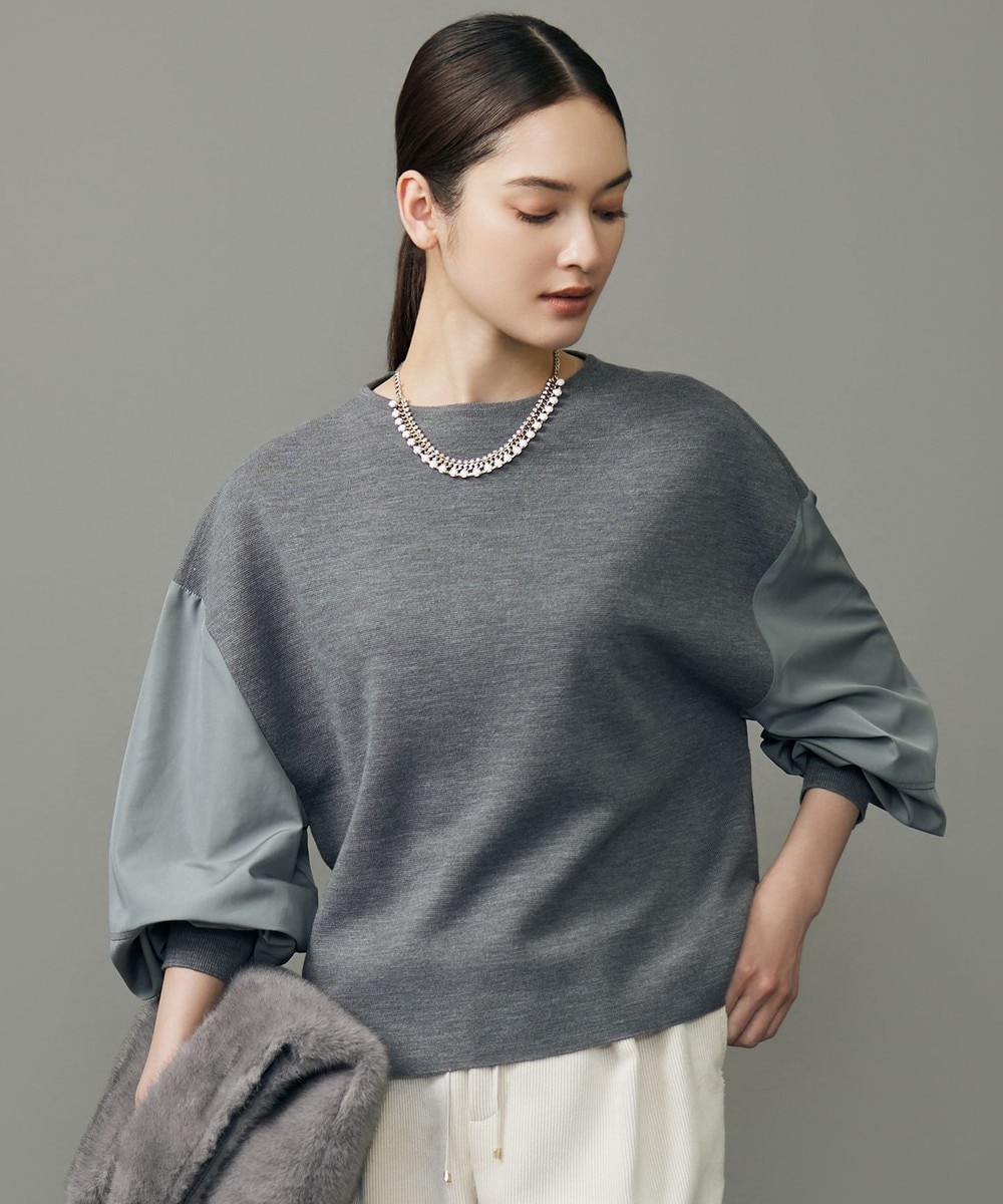 【オンワード】 自由区 L(大きいサイズ)>トップス 【洗える】ウールミラノランタンスリーブ ニット グレー 44 レディース 【オンワード】 自由区 L(大きいサイズ)>トップス 【洗える】ウールミラノランタンスリーブ ニット グレー 44 レディース