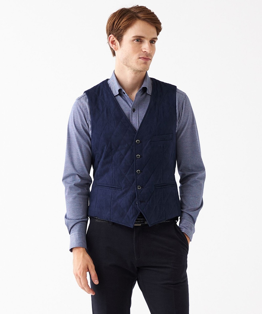 【オンワード】 JOSEPH ABBOUD>トップス ナチュラルダイスウェード ベスト ネイビー L メンズ 【送料無料】