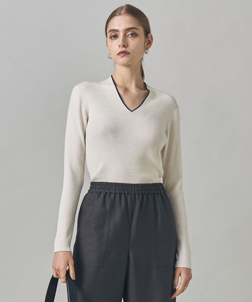 【オンワード】 ICB>トップス 【新色追加・洗える】 エクストラファインメリノリブ Vネックプルオーバー オフホワイト S レディース 【オンワード】 ICB>トップス 【新色追加・洗える】 エクストラファインメリノリブ Vネックプルオーバー オフホワイト S レディース