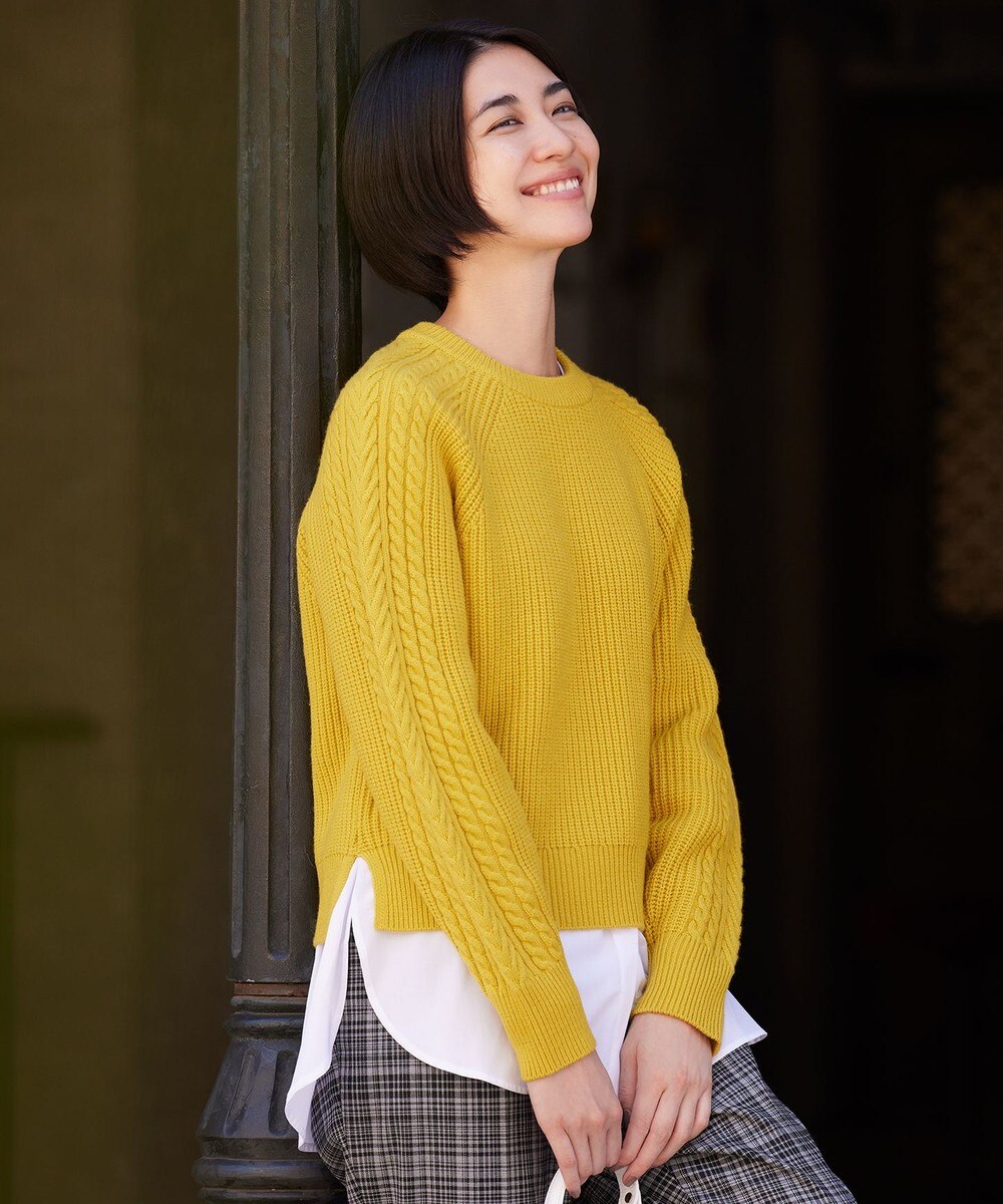 【オンワード】 組曲>トップス 【マガジン掲載】ラグランスリーブ ケーブル ニット(KJ37) グレー 2 レディース 【送料無料】