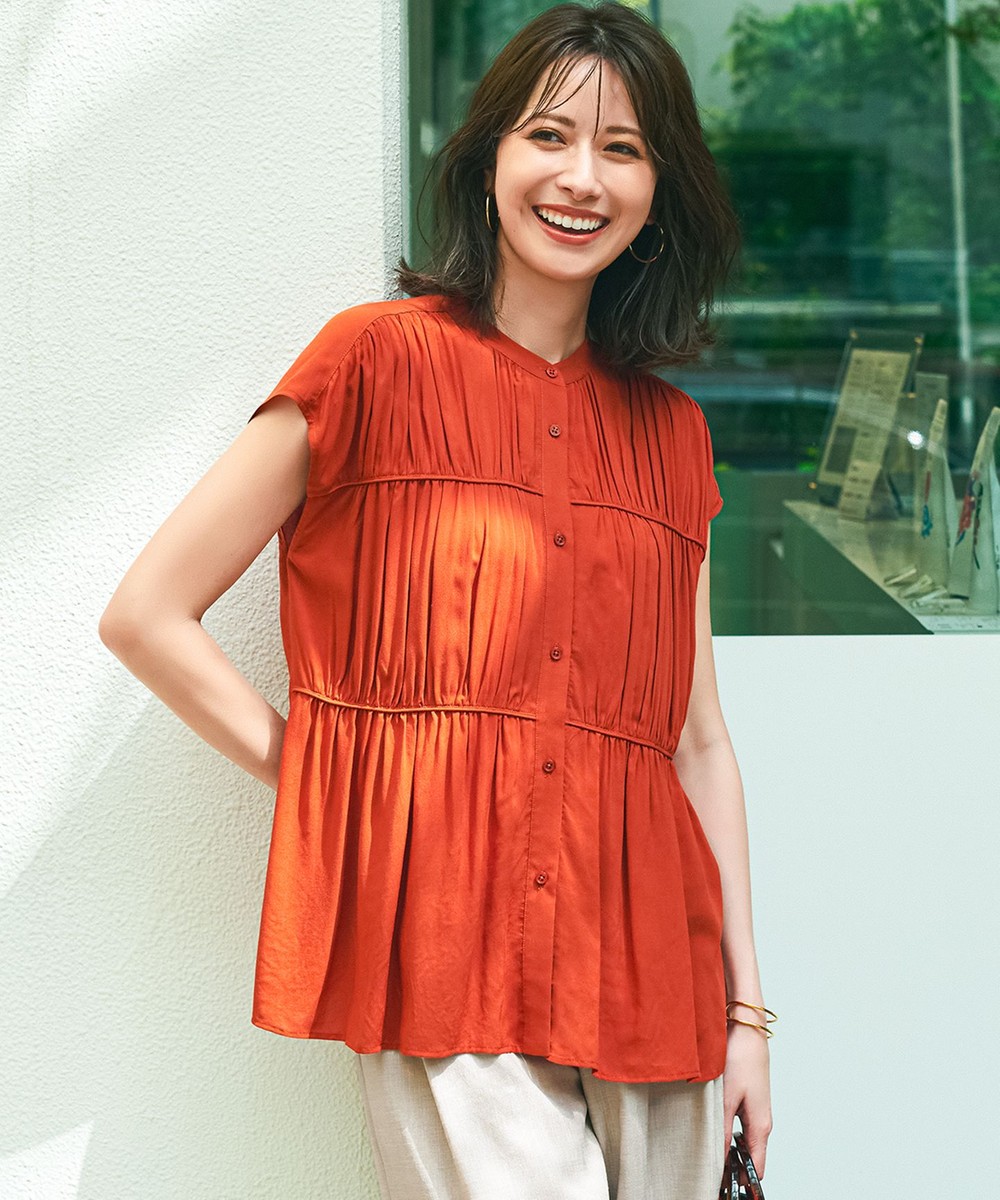 【オンワード】 23区 L(大きいサイズ)>トップス 【接触冷感/WEB & 一部店舗限定】レーヨンスパローン ティアード ブラウス テラコッタ 46 レディース 【オンワード】 23区 L(大きいサイズ)>トップス 【接触冷感/WEB & 一部店舗限定】レーヨンスパローン ティアード ブラウス テラコッタ 46 レディース