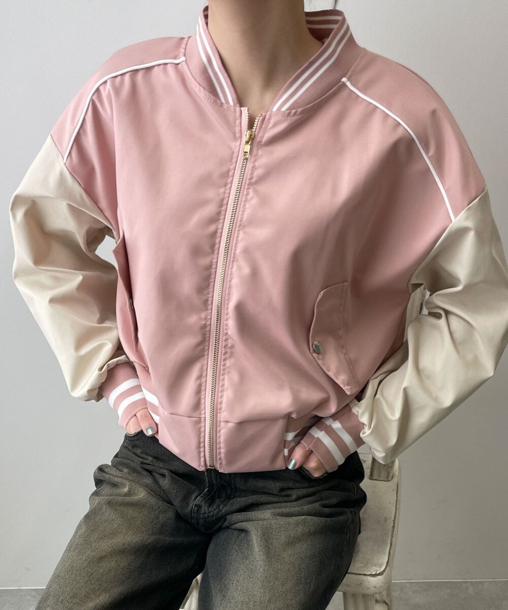 【オンワード】 WEGO>ジャケット/アウター 配色デザインブルゾン ピンク F レディース