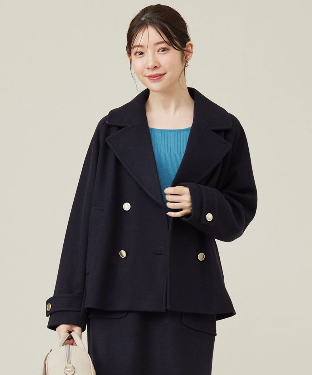【オンワード】 ANY SIS>ジャケット/アウター 【セットアップ可】メルトンライク ピーコート ネイビー 3 レディース 【オンワード】 ANY SIS>ジャケット/アウター 【セットアップ可】メルトンライク ピーコート ネイビー 3 レディース