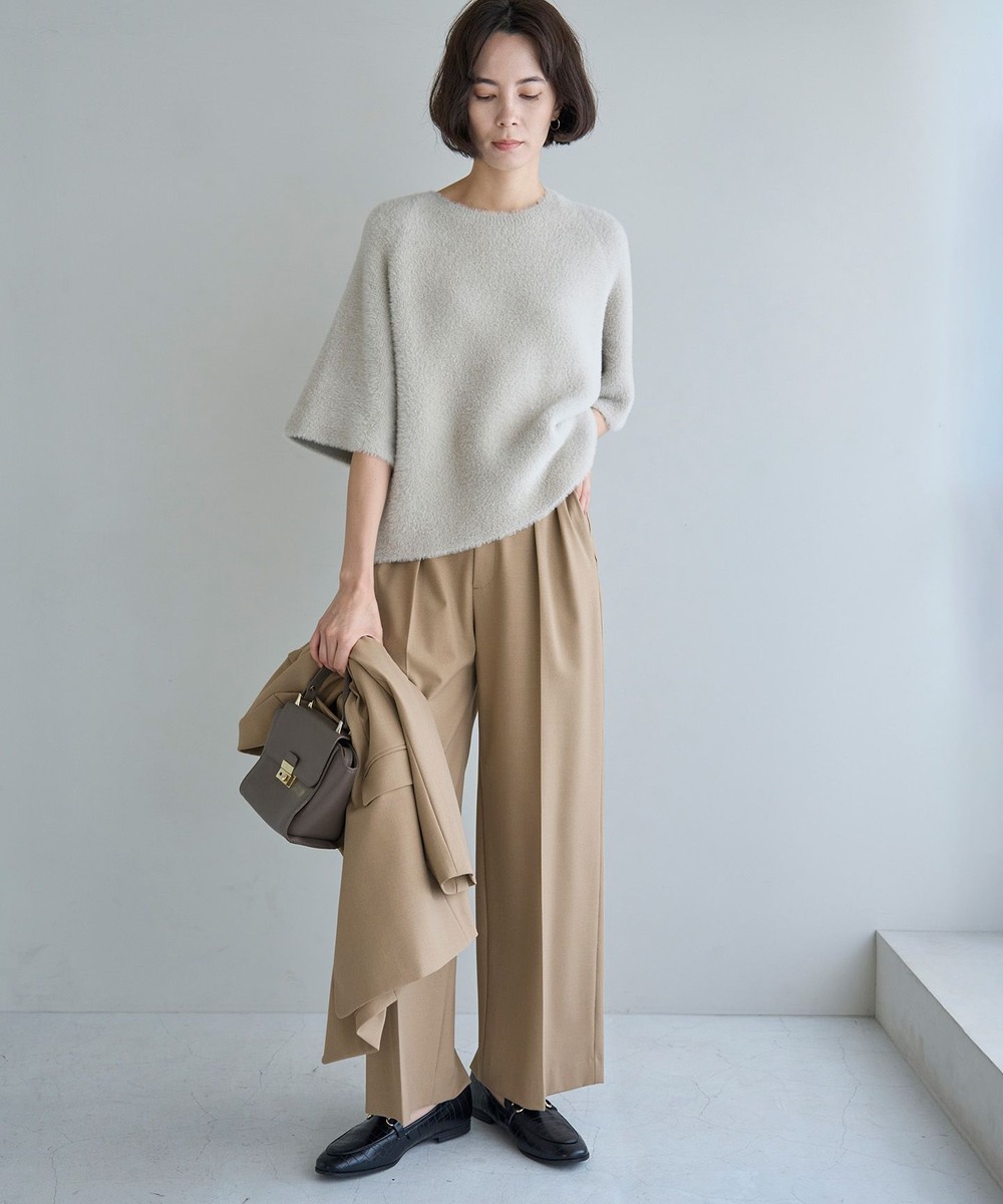 【オンワード】 UNFILO>パンツ 【洗える/ストレッチ】タックワイドパンツ ベージュ XS レディース 【オンワード】 UNFILO>パンツ 【洗える/ストレッチ】タックワイドパンツ ベージュ XS レディース