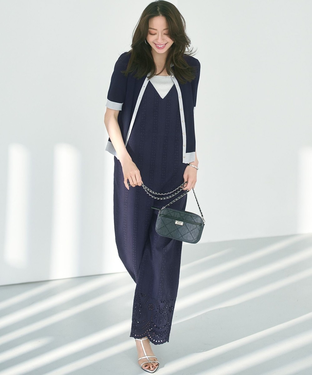 【オンワード】 23区 L(大きいサイズ)>オールインワン・サロペット 【洗える】コットンエンブロイダリー オールインワン ネイビー 44 レディース 【オンワード】 23区 L(大きいサイズ)>オールインワン・サロペット 【洗える】コットンエンブロイダリー オールインワン ネイビー 44 レディース