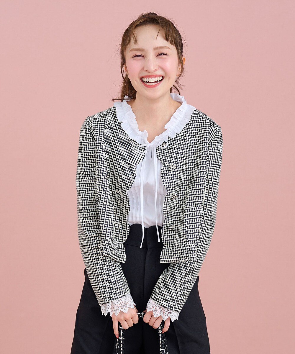 【オンワード】 TOCCA>ジャケット/アウター 【洗える・消臭】BABY SCALLOP 千鳥柄ジャケット ブラック 2 レディース