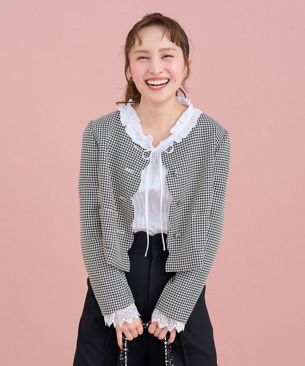 【オンワード】 TOCCA>ジャケット/アウター 【洗える・消臭】BABY SCALLOP 千鳥柄ジャケット ブラック 2 レディース 【オンワード】 TOCCA>ジャケット/アウター 【洗える・消臭】BABY SCALLOP 千鳥柄ジャケット ブラック 2 レディース