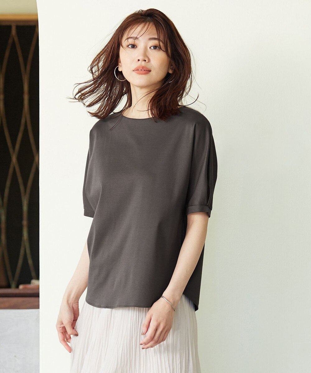 【オンワード】 J.PRESS LADIES L>トップス 【UVケア・消臭効果・接触冷感】コンパクトコットンスムース ドルマンスリーブ カットソー ホワイト T13 レディース 【送料無料】