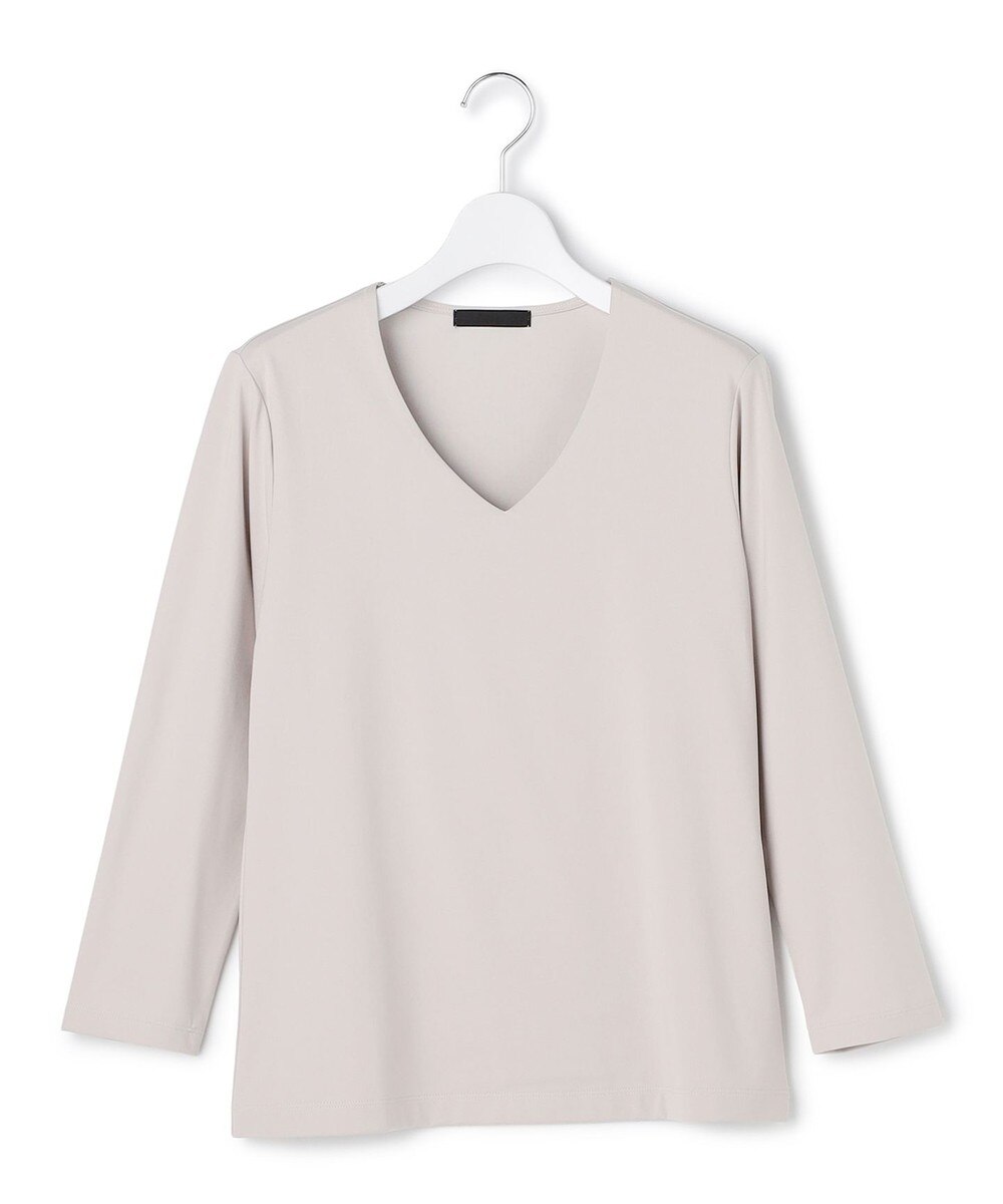 【オンワード】 ICB>トップス 【速乾・UVケア・接触冷感・洗える】 スーペリアジャージー Vネックカットソー ライトグレー M レディース