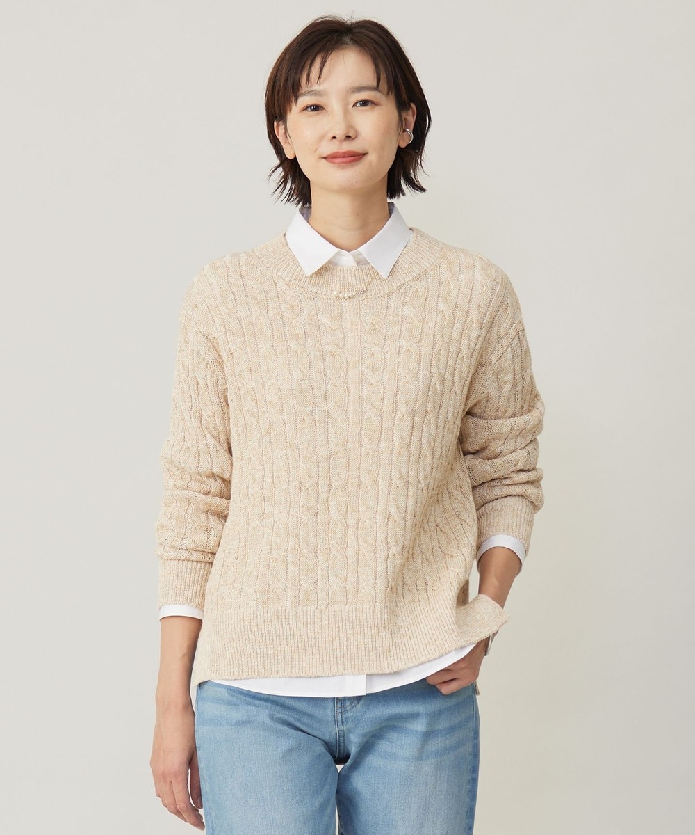 【オンワード】 J.PRESS LADIES L(大きいサイズ)>トップス 【洗える】MIX COLOR SLUB ケーブル ニット ベージュ T13 レディース 【オンワード】 J.PRESS LADIES L(大きいサイズ)>トップス 【洗える】MIX COLOR SLUB ケーブル ニット ベージュ T13 レディース