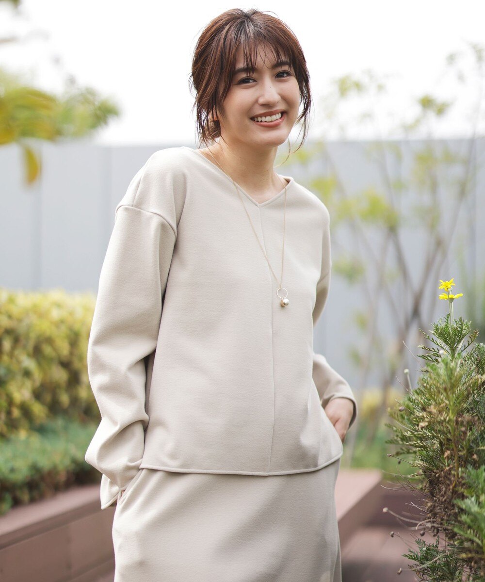 【オンワード】 UNFILO L>トップス 【洗える・セットアップ対応】ダブルフリース プルオーバー スカイブルー 44 レディース 【送料無料】