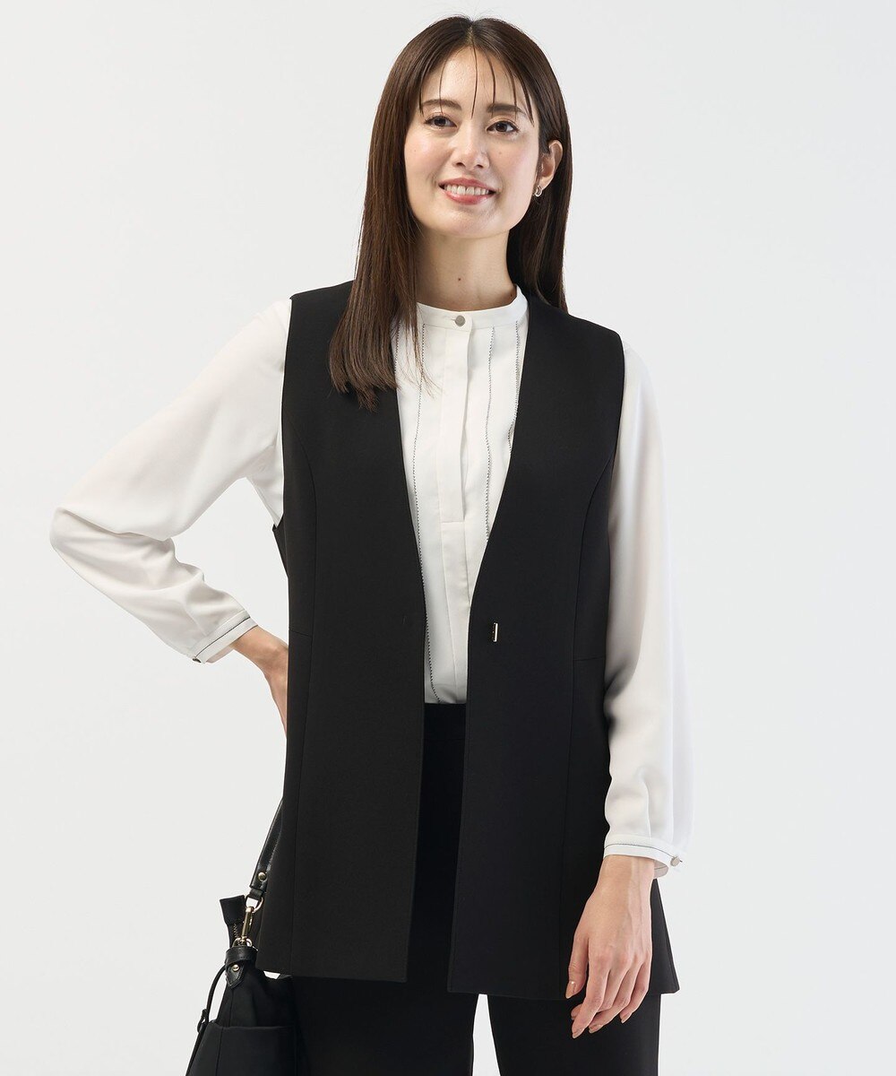 【オンワード】 J.PRESS LADIES>ジャケット/アウター 【セットアップ対応】セラテリーダブルクロス ジレ ブラック F レディース