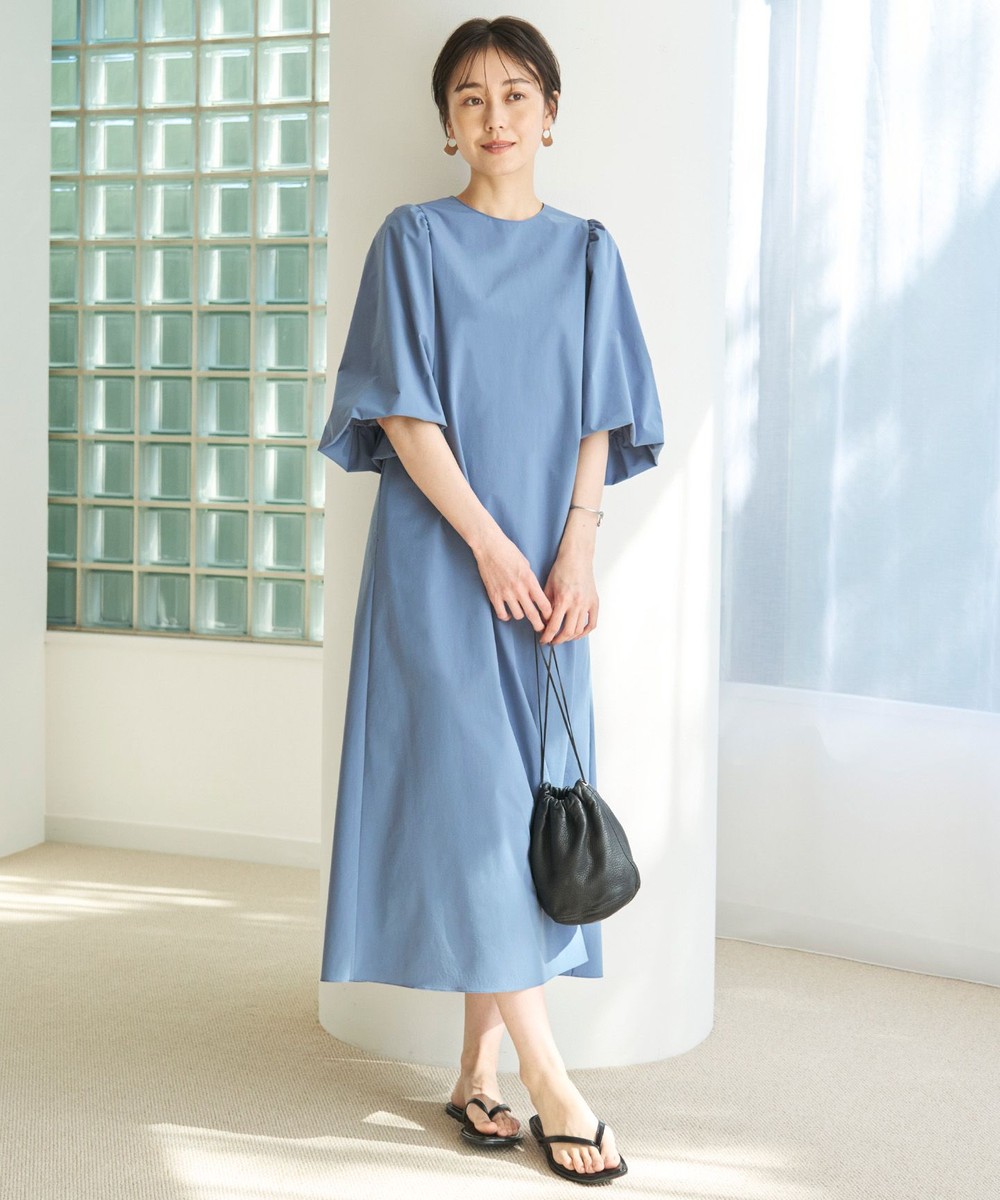 【オンワード】 UNFILO>ワンピース 【UVケア/撥水】FINE MOVE ボリュームスリーブ ワンピース ダルブルー M レディース 【オンワード】 UNFILO>ワンピース 【UVケア/撥水】FINE MOVE ボリュームスリーブ ワンピース ダルブルー M レディース