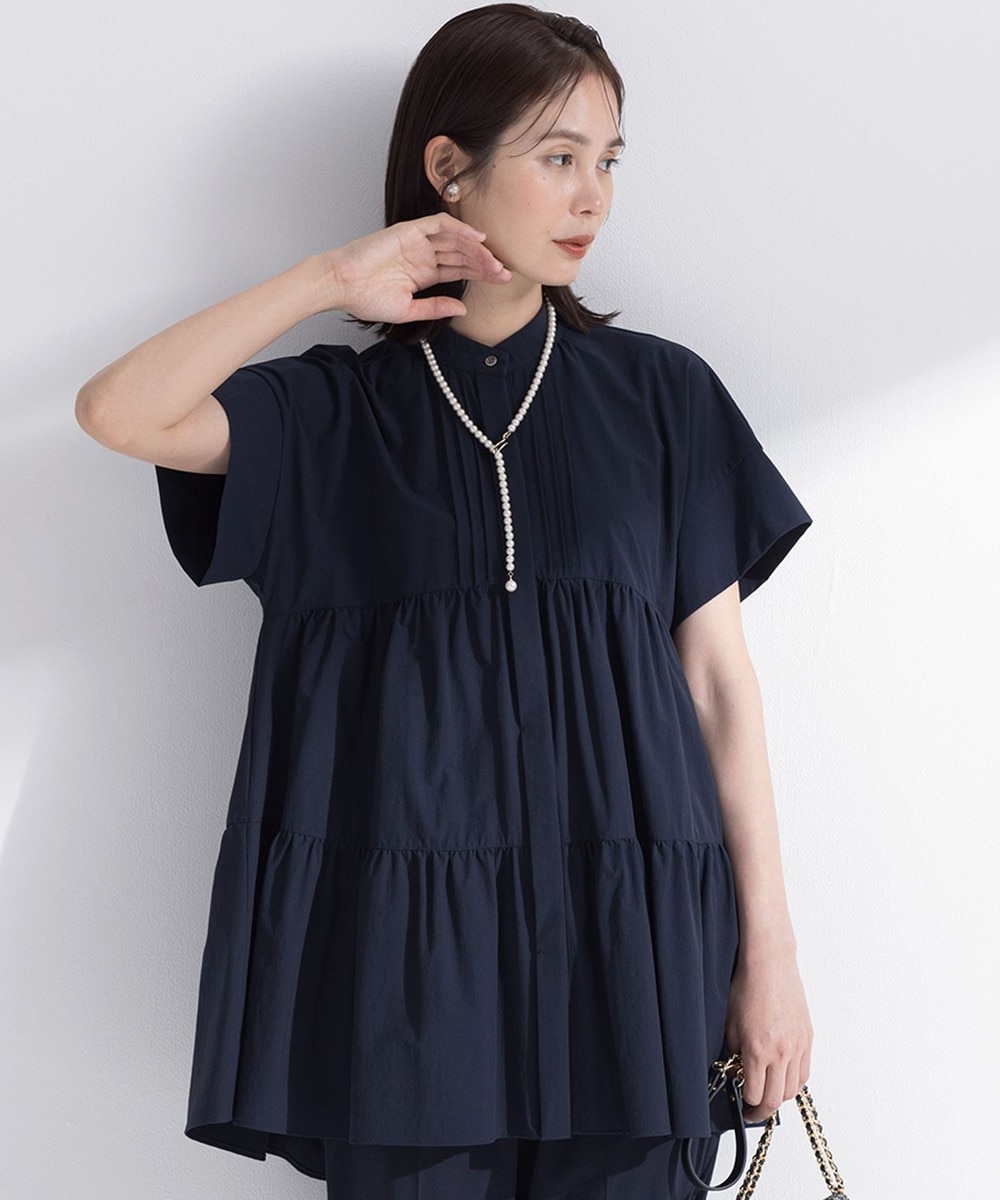 【オンワード】 組曲 S(小さいサイズ)>トップス スーパーライトストレッチティアード ブラウス ネイビー S2 レディース 【オンワード】 組曲 S(小さいサイズ)>トップス スーパーライトストレッチティアード ブラウス ネイビー S2 レディース