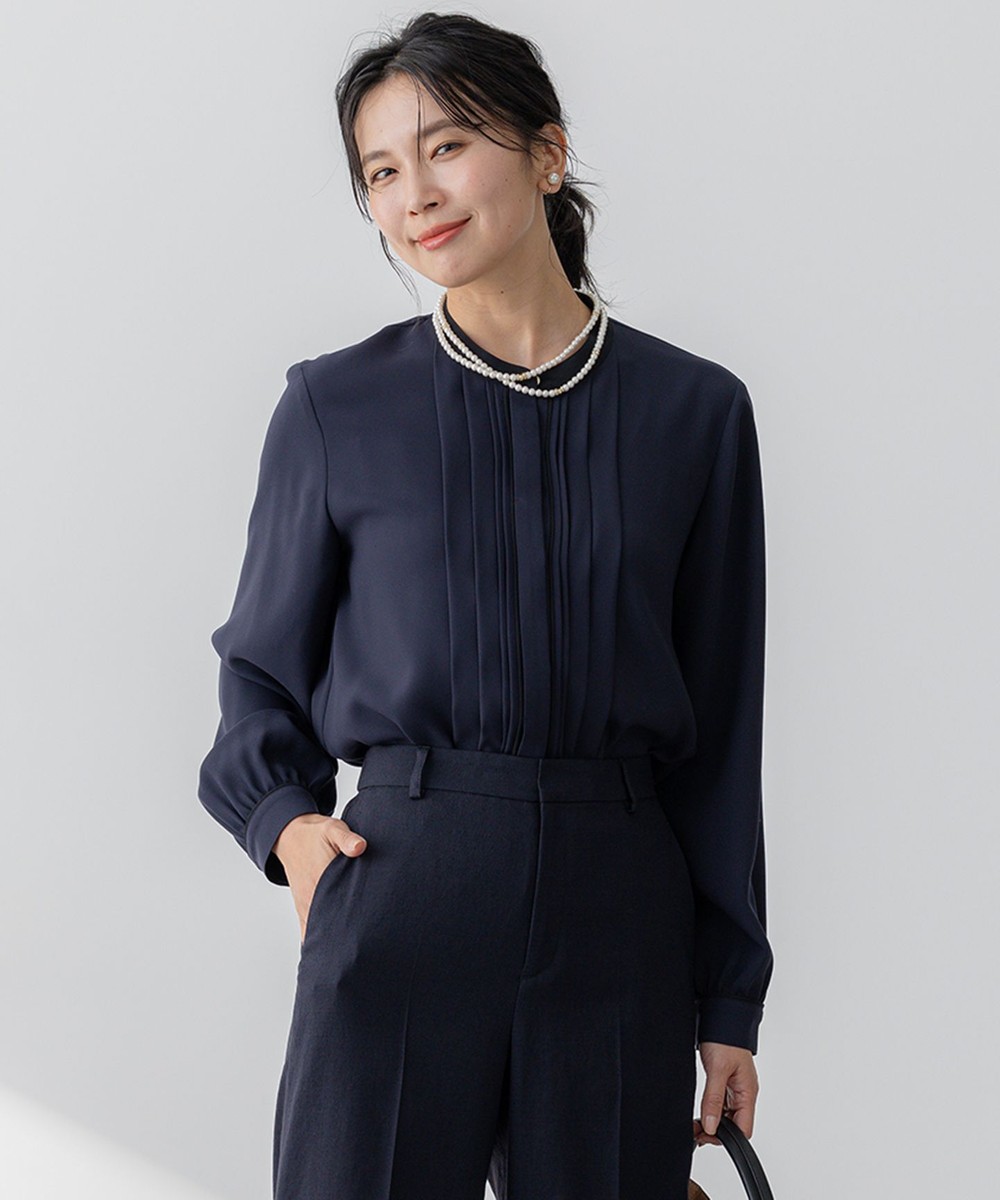 【オンワード】 23区 L(大きいサイズ)>トップス 【吸水速乾/UVケア/洗える】ストレッチクリアサテン バイカラー ブラウス ネイビー×ブラック 44 レディース 【オンワード】 23区 L(大きいサイズ)>トップス 【吸水速乾/UVケア/洗える】ストレッチクリアサテン バイカラー ブラウス ネイビー×ブラック 44 レディース