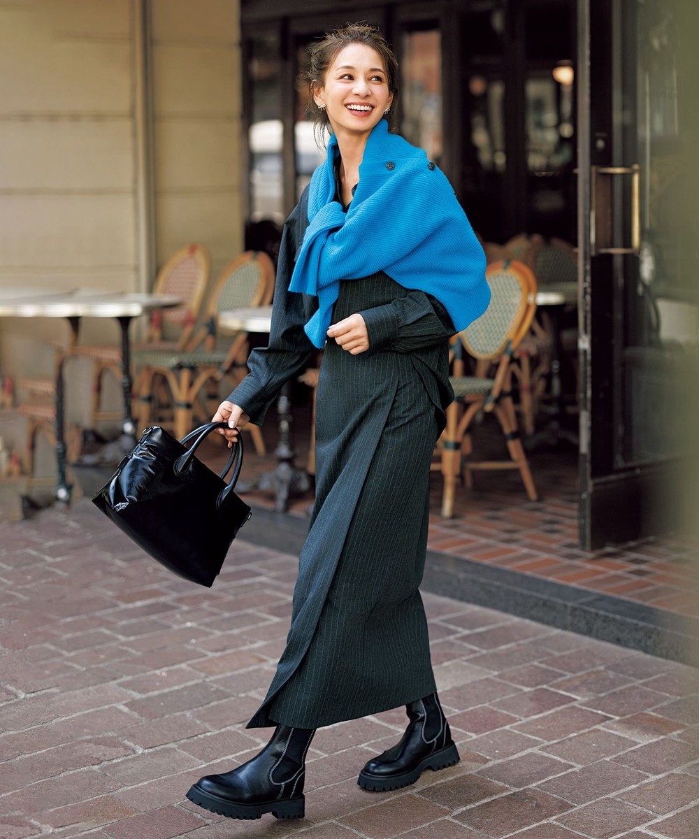 【洗える】ウールライク Iラインスカート