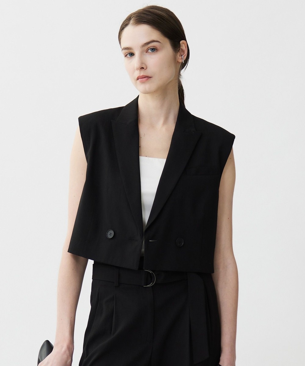 【オンワード】 ICB>トップス 【接触冷感・UVカット・洗える】 T/Rドライリネン ショートジレ ブラック 4 レディース 【オンワード】 ICB>トップス 【接触冷感・UVカット・洗える】 T/Rドライリネン ショートジレ ブラック 4 レディース