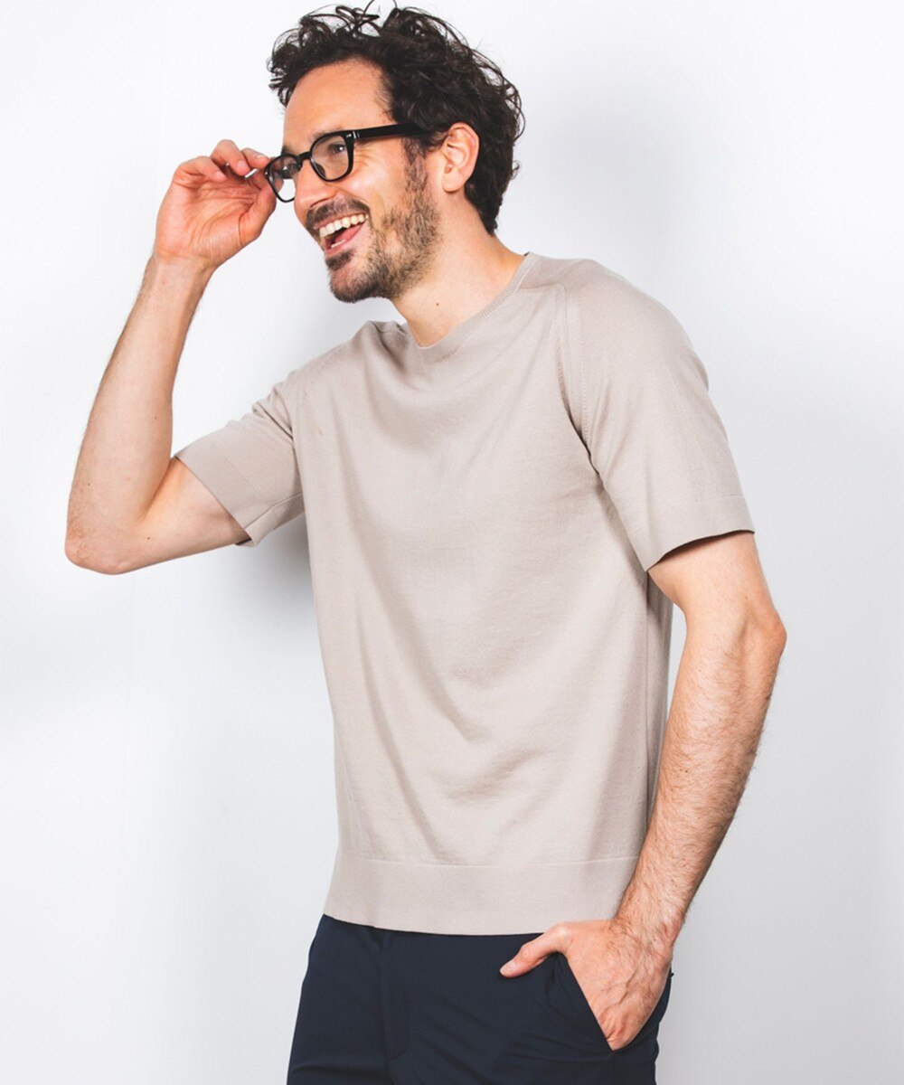 【オンワード】 GOTAIRIKU>トップス 【大人のカジュアルTOPS&ジャケットinにも】ニットTシャツ ネイビー M メンズ 【送料無料】