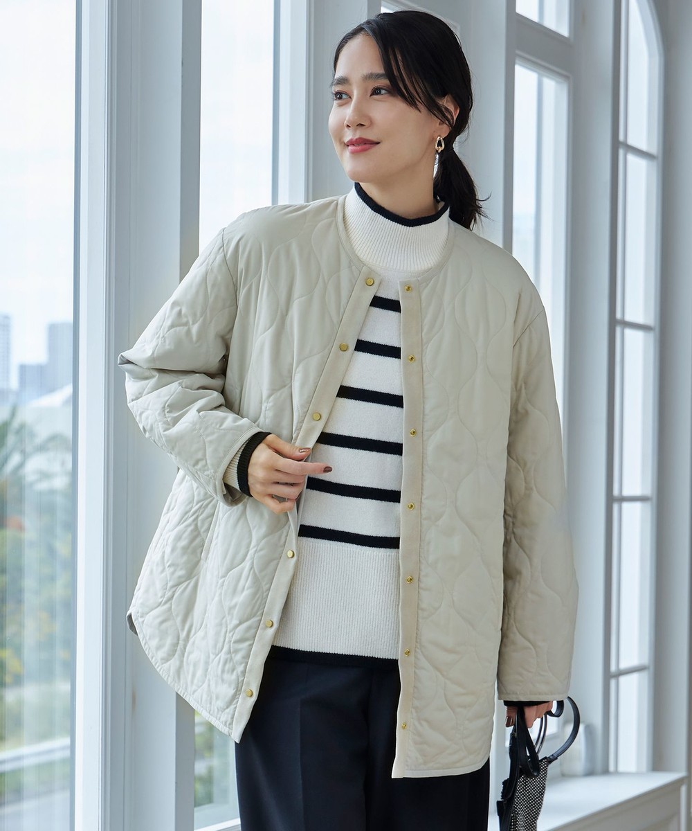 【オンワード】 自由区>ジャケット/アウター 【洗える】パディングキルト アウター ライトベージュ 36 レディース 【オンワード】 自由区>ジャケット/アウター 【洗える】パディングキルト アウター ライトベージュ 36 レディース