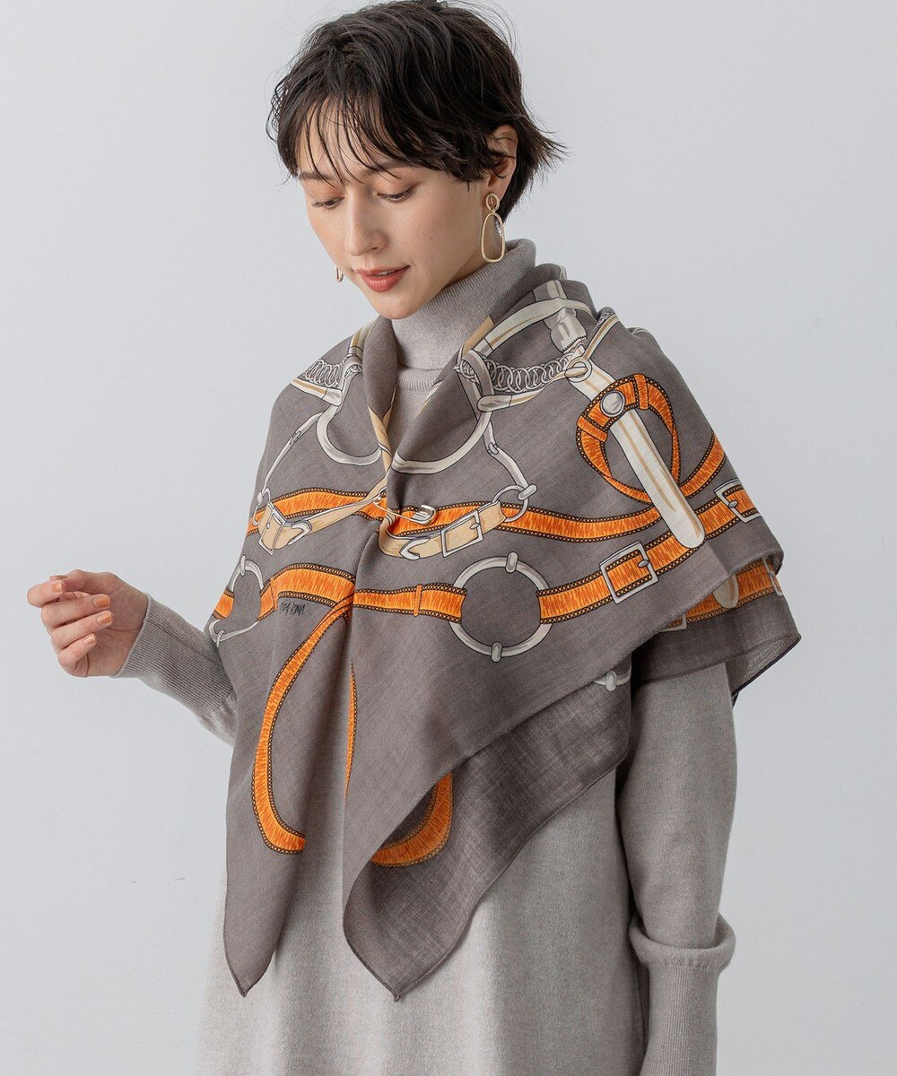 【オンワード】 23区>ファッション雑貨 【WEB & 一部店舗限定】ウールカシミヤ デザイン ストール ダークブラウン F レディース