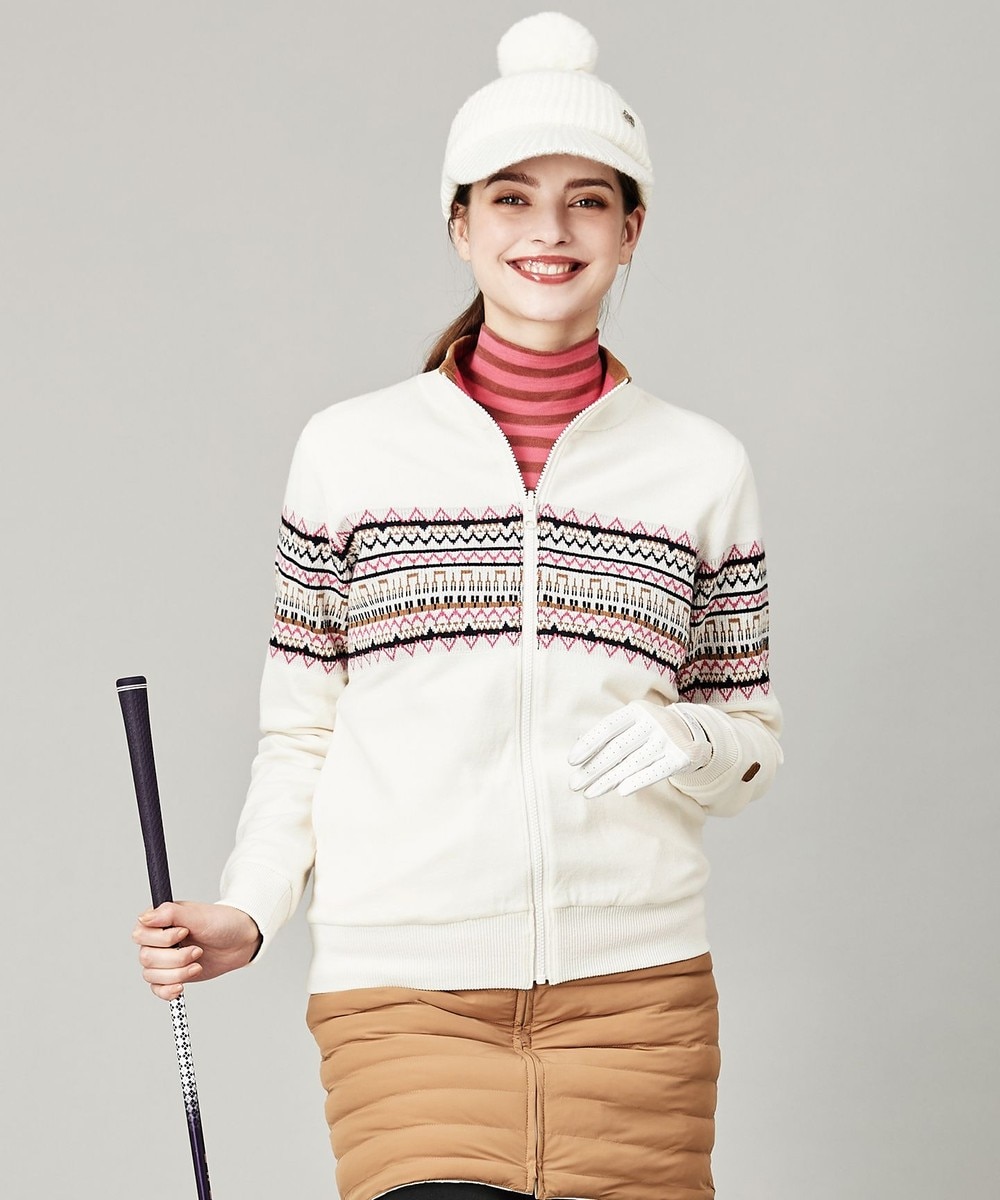 【オンワード】 23区GOLF>トップス 【WOMEN】【リバーシブル】フェアアイル リバーシブル ブルゾン ネイビー 2 レディース 【送料無料】