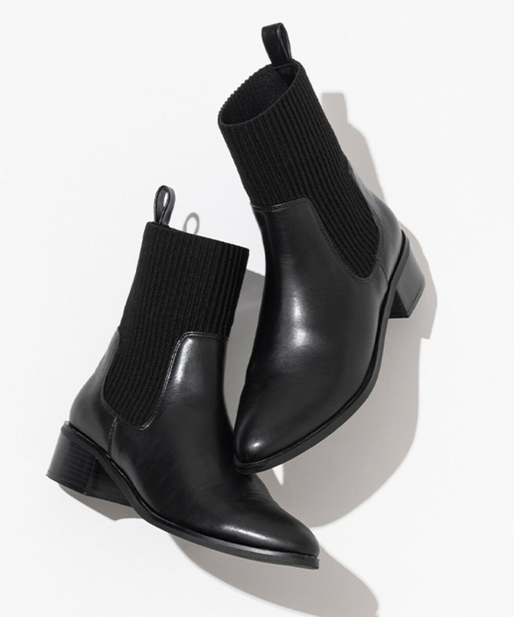 【オンワード】 ANY>シューズ ニットコンビブーツ ブラック L(24.5cm) レディース