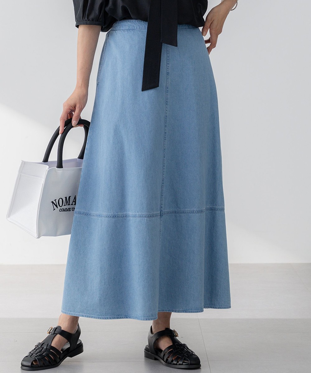 【オンワード】 23区 L(大きいサイズ)>スカート 【洗える】ライトダンガリー フレア スカート ライトインディゴ 50 レディース 【オンワード】 23区 L(大きいサイズ)>スカート 【洗える】ライトダンガリー フレア スカート ライトインディゴ 50 レディース