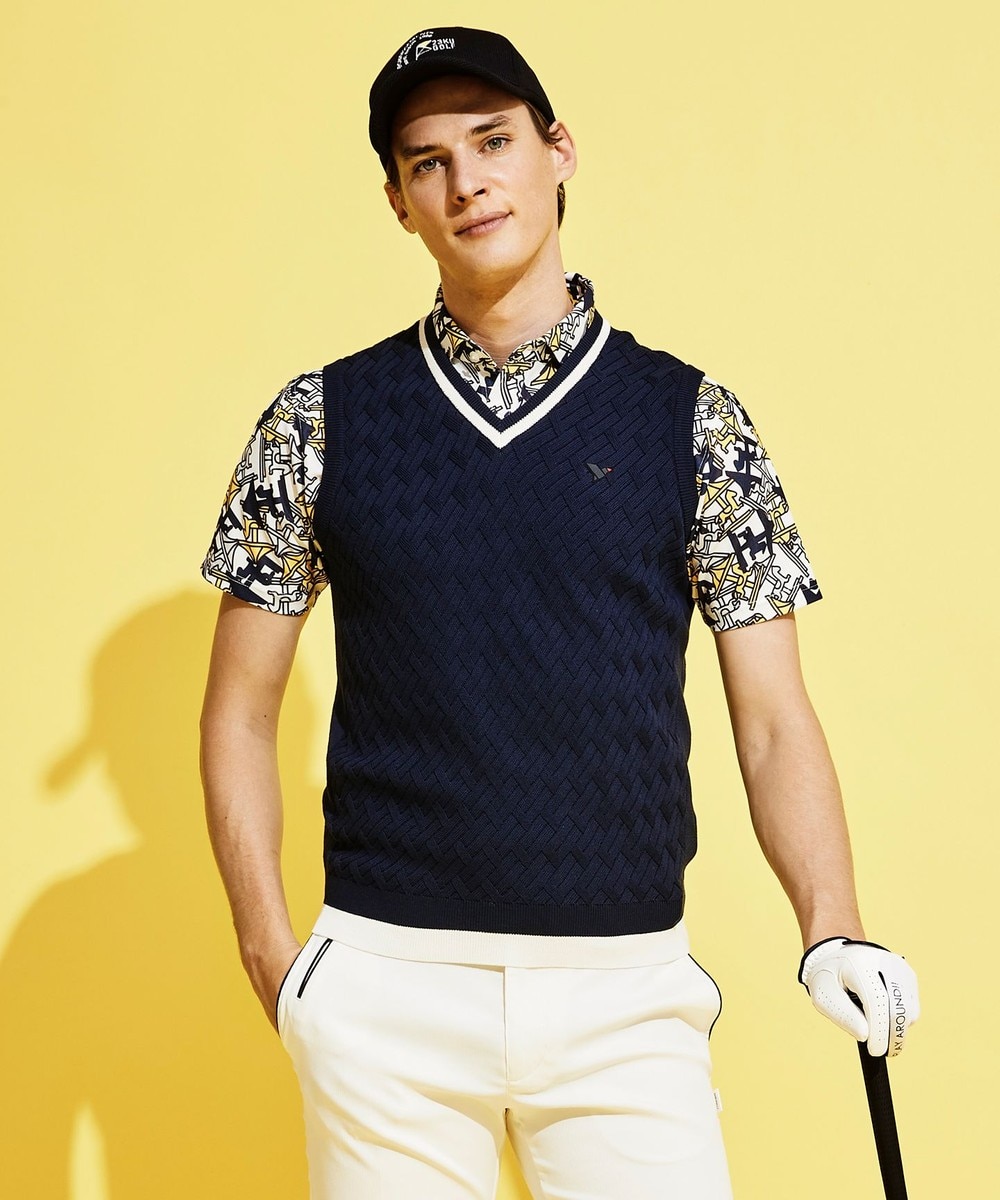 【オンワード】 23区GOLF>トップス 【MEN】バスケット編みベスト ネイビー L メンズ 【送料無料】