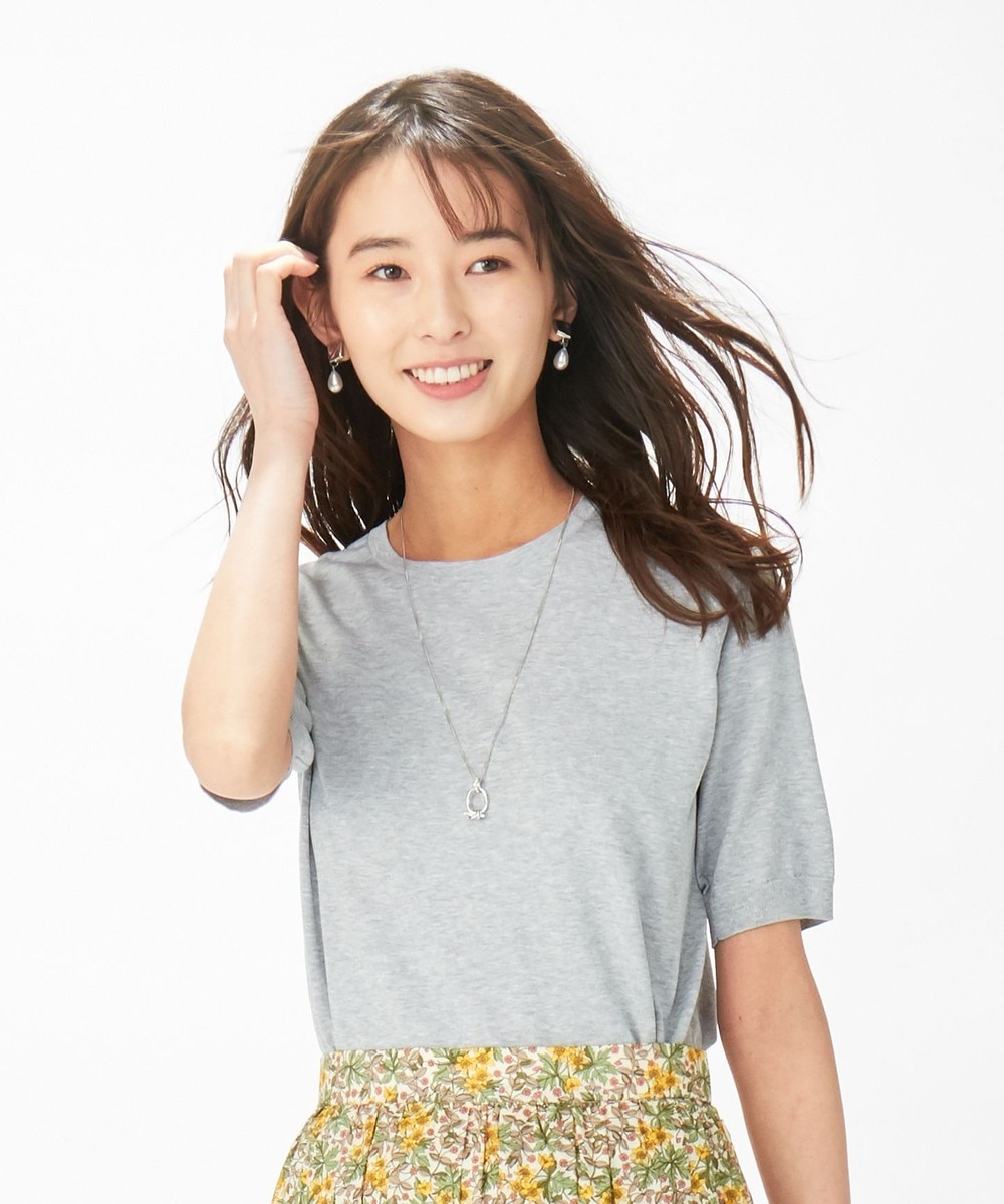 【オンワード】 J.PRESS LADIES L>トップス 【洗える】KNIT BASIC SS 半袖ニット サックスブルー T13 レディース 【送料無料】