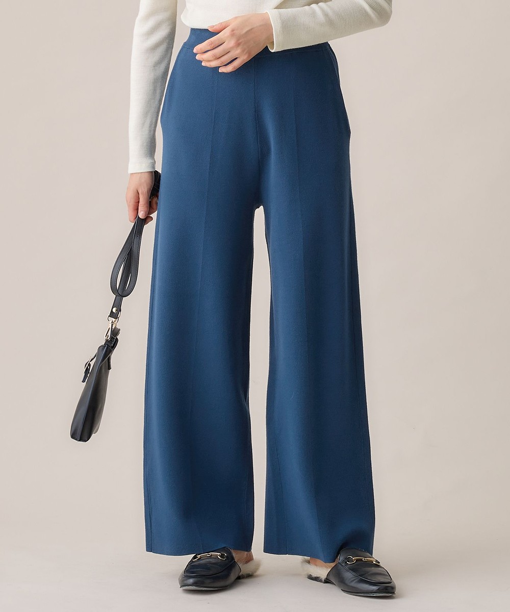 【オンワード】 自由区>パンツ 【セットアップ対応・洗える】レーヨンストレッチニットワイド パンツ リッツブルー 40 レディース 【オンワード】 自由区>パンツ 【セットアップ対応・洗える】レーヨンストレッチニットワイド パンツ リッツブルー 40 レディース