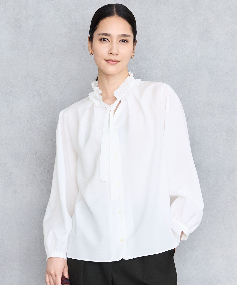 【オンワード】 自由区 L(大きいサイズ)>トップス 【SHIHOさん着用】ブライトローン ブラウス オフ 44 レディース 【オンワード】 自由区 L(大きいサイズ)>トップス 【SHIHOさん着用】ブライトローン ブラウス オフ 44 レディース