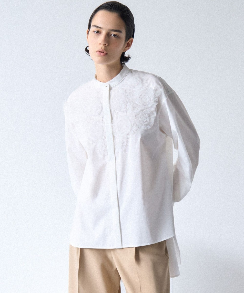 【オンワード】 23区 S(小さいサイズ)>トップス 【GOLD LABEL】ライトタフタ チュール刺繍 シャツ ホワイト 32 レディース 【オンワード】 23区 S(小さいサイズ)>トップス 【GOLD LABEL】ライトタフタ チュール刺繍 シャツ ホワイト 32 レディース