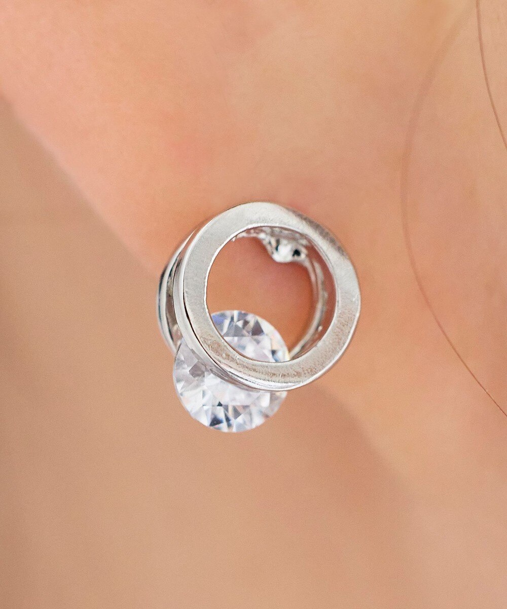 【金属アレルギー対応】サークル+ストーンタイニーピアス