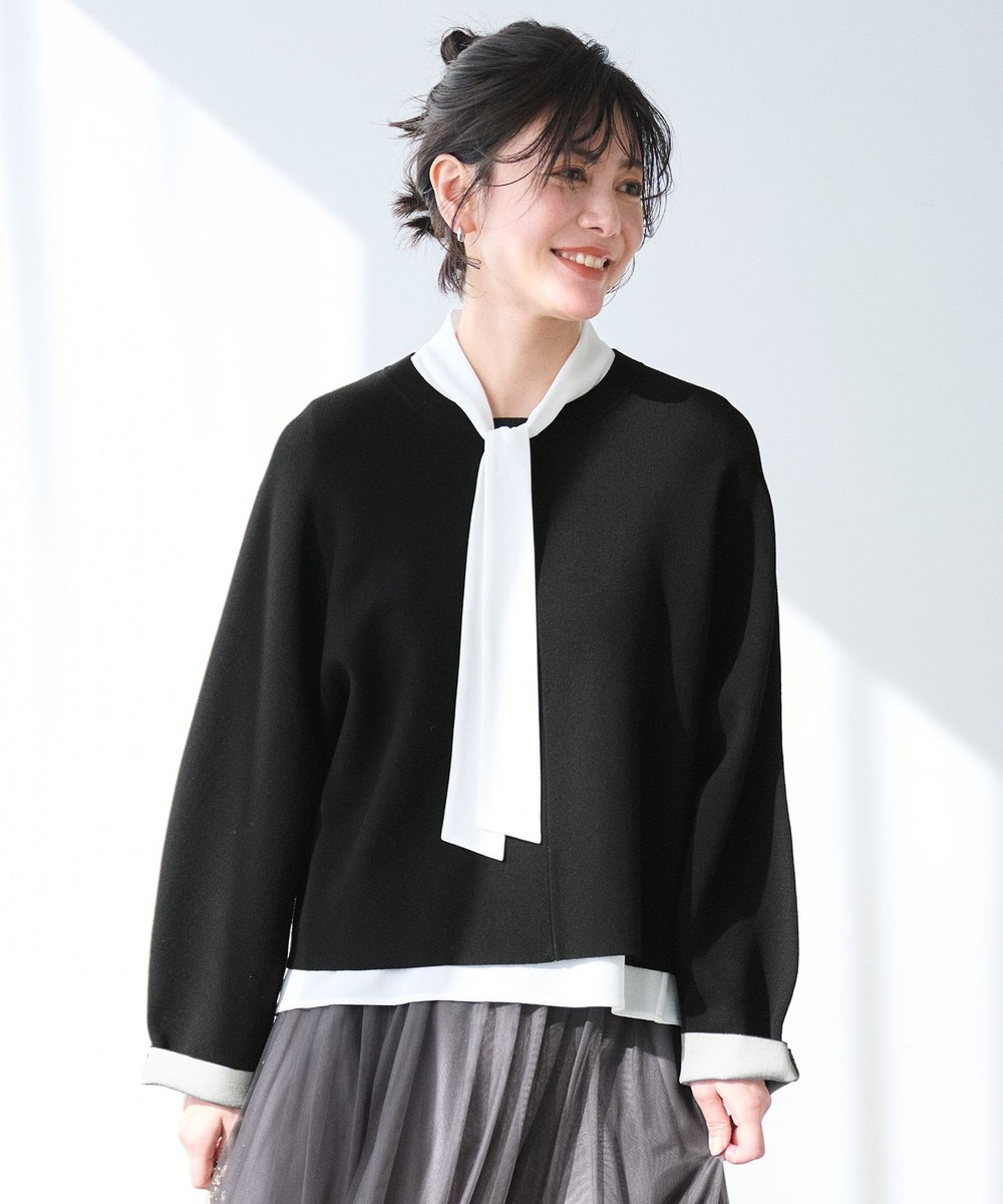 【オンワード】 自由区>トップス 【セットアップ対応・洗える】レーヨンストレッチプルオーバー ニット ブラック 38 レディース 【オンワード】 自由区>トップス 【セットアップ対応・洗える】レーヨンストレッチプルオーバー ニット ブラック 38 レディース