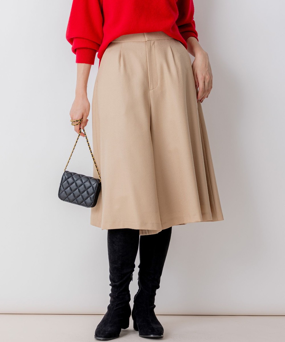 【オンワード】 組曲>パンツ 【WEB一部店舗限定】ウールジョーゼット キュロットパンツ ベージュ 3 レディース 【オンワード】 組曲>パンツ 【WEB一部店舗限定】ウールジョーゼット キュロットパンツ ベージュ 3 レディース